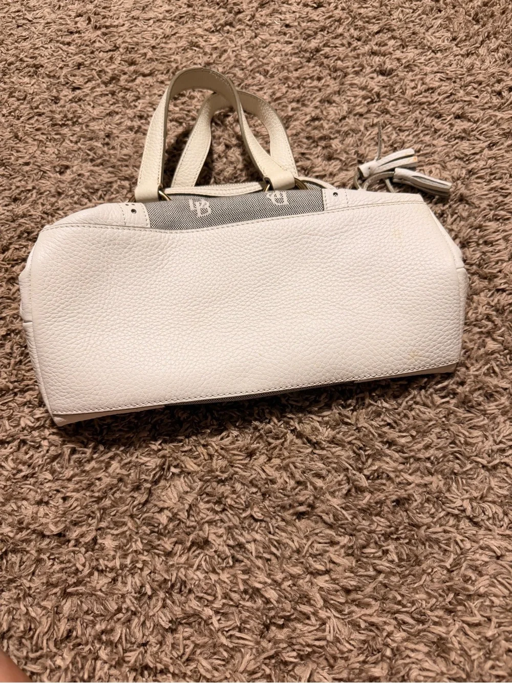 Dooney & Bourke Signature DB Monogram Domed Satchel White